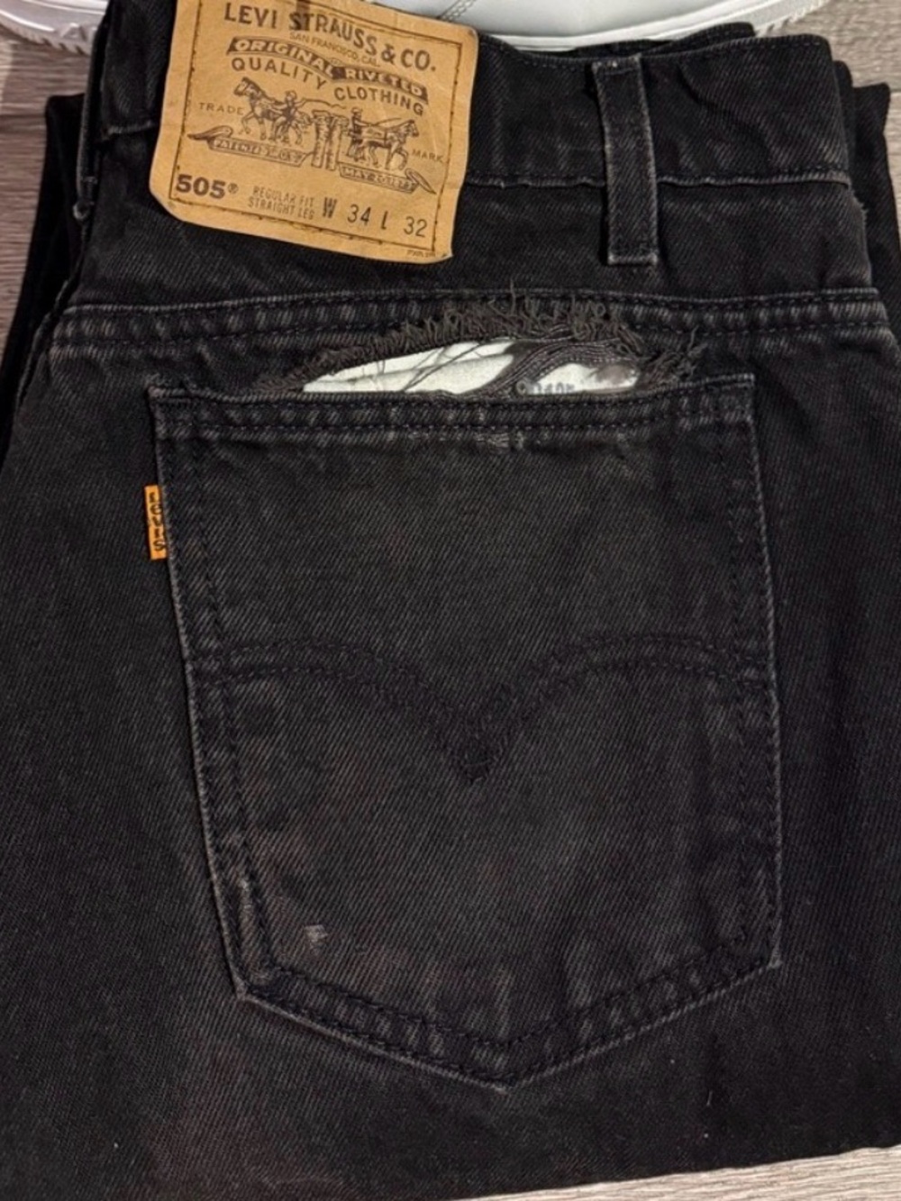RARE Vintage 90’s 505 Levi's
Distressed Black Straight Leg Jeans
